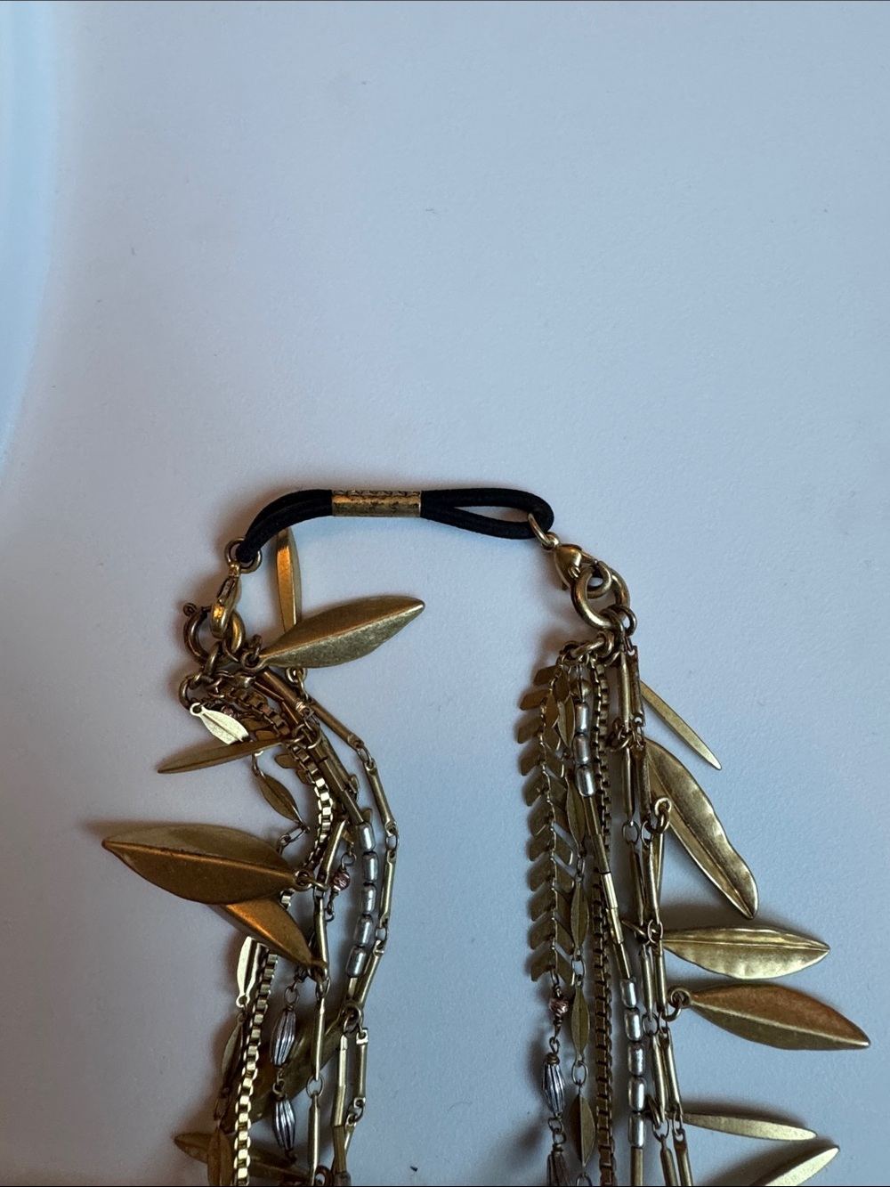 Stella & Dot Gold Layered Leaf Charm Necklace - Picture 2 of 6